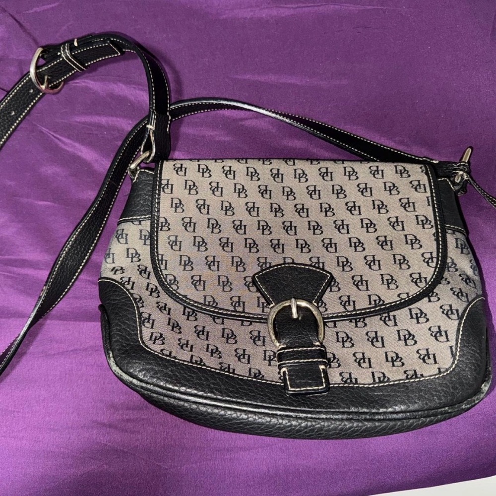 Dooney & Bourke Black and Tan Shoulder Bag